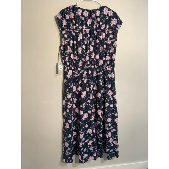 NWT Tuckernuck Hyacinth House Navy & Blush Abstract Floral Amanda Midi Dress XL‎ - Picture 8 of 14